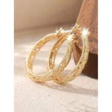 1 Pair Elegant Hoop Earrings, Suitable For Women, Can Be Worn For Weddings, Engagements, Anniversaries, Parties, Valentine's Day And Other Occasions - 1# - 查看 6