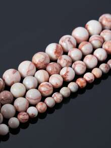 Red Network Jasper Gemstone Round Beads 4mm, 6mm, 8mm, 10mm Red Vein Jasper Gemstone Bead Natural Red Network Crystals Healing Chakra Stones For DIY Charm Beads For Jewelry Making Accessories - Red and White - View 4