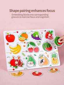 Wooden Embedded Hand Scratching Board, Early Education Animal Cognitive Puzzle, Transportation Tool, Cartoon Toddler Baby Educational Toys - Multicolor - View 5