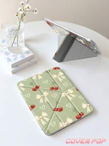 米色蝴蝶结樱桃双面亚克力水晶保护壳，适用于 iPad Air 8 (M4) 2026 (11 英寸)、Air 8 (M4) 2026 (13 英寸)、第十代、10.2 英寸/Mini 6/Mini 7/9.7 英寸/11 英寸平板电脑以及 Galaxy Tab A9 Plus。3 年以上防弯折，加固硅胶边角，自动唤醒/睡眠功能，内置笔槽，多角度可折叠支架，完美日常保护，理想的节日礼物。 - 彩色 - 查看 3