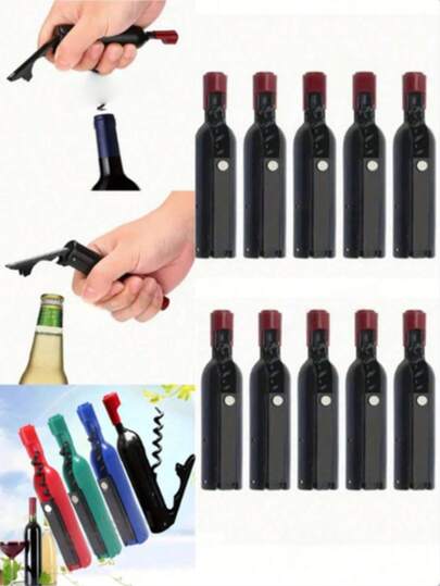 2pcs Wine Bottle Opener, Portable Rust-Proof, Made Of Stamped Steel. Also Can Be Used As Bottle Cap Opener And Keychain. Suitable For Bartenders, Bars, Kitchens And Outdoor Occasions