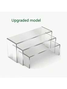 3/6/9 Pcs Acrylic Display Stands, Thickened Rectangular Display Racks, Suitable For Merchant Activities, Can Be Used To Display Cupcakes, Perfumes, Etc. - Clear - View 9
