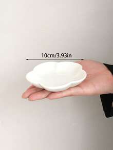 1pc/2pcs/4pcs/5pcs Simple White Petal-Shaped Ceramic Dish, Ice Cream Dessert Bowl, Home Salad Pudding Bowl, Baby Food Ceramic Bowl, Creative Niche Snack Bowl - White - View 8