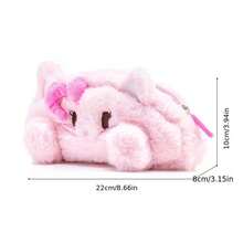 MY LITTLE PONY 1pc Fluffy Cosmetic Bag , Pinkie Pie, Fluttershy & Twilight Sparkle Plush Pencil Case, Kawaii Makeup Pouch For Christmas & Halloween Birthday Gifts - Multicolor - View 4