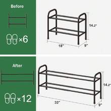 2-Tier Shoe Rack For Closet, Expandable Metal Shoe Organizer, Adjustable Shoe Storage Organizer, Freestanding Shoe Rack For Entryway, Closet, Door, 41971895 - Blue - View 5