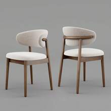 Set Of 2 Solid Ash Wood Dining Chairs, Upgraded Reinforced Zero-Wobble Frame, Mid-Century Modern Side Chairs With Ergonomic Curved Backrest & Adjustable Floor Protectors - 兩件套 - 查看 1
