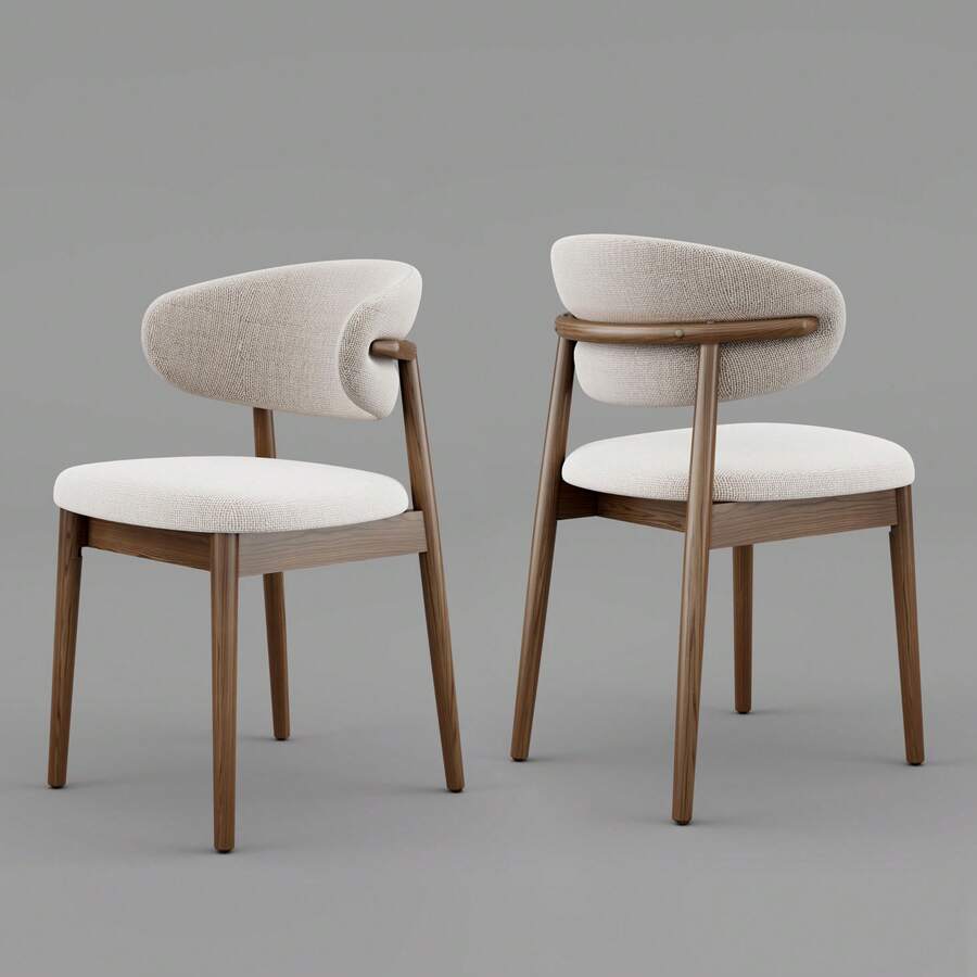 Set Of 2 Solid Ash Wood Dining Chairs, Upgraded Reinforced Zero-Wobble Frame, Mid-Century Modern Side Chairs With Ergonomic Curved Backrest & Adjustable Floor Protectors - 兩件套 - 查看 1