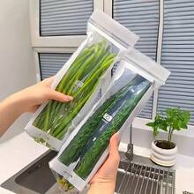 50pcs Long Rectangular PE Material Ziplock Bags (With Clasp) | Airtight Seal Bags For Fruits, Vegetables, Meats, Grains - Space Saving For Fridge/Freezer, Transparent & Durable Disposable Storage Bags - Clear - View 2