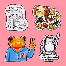 Cute Happy Pill Dog Enamel Pins Animals Frog Cats Quotes Brooch Lapel Pin Badge On Backpack Clothing Accessories Fashion Jewelry Gifts - Black - View 3