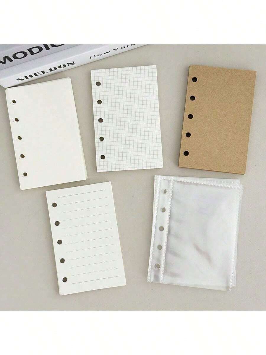 Giấy thay thế và túi đựng M5, 45 tờ giấy kẻ ô/kẻ dòng/trắng/giấy kraft, 10 túi đựng tài liệu bằng nhựa PP.