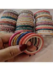 70卷2毫米宽和纸胶带，多种颜色可选，适用于装饰笔记本、工艺品、相册边缘、日记本、手机壳、行李箱、家具和礼品包装 - 隨機混色70pcs - 查看 7