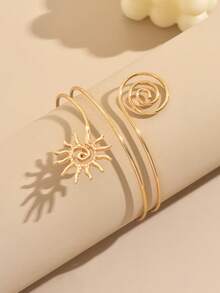 1 st överdrivet lyxigt armband med öppen manschett för kvinnor - gyllene - Visa 5