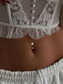 1件S925纯银肚脐环，6/8毫米简约奢华珍珠球螺旋肚脐环，身体饰品，情人节、母亲节礼物 - 單隻 - 查看 3