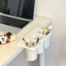 Desk Edge Adhesive Makeup Brush Holder, Minimalist Ins Style Stationery Wall Mount, Multi-Function Desk Pen Cup For Students - Multicolor - View 3