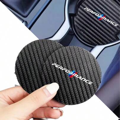 2PCS Style Carbon Fiber Car Cup Coasters Anti-Slip Vehicle Cup Holder Inserts For Car Interior Accessories For Bmw E30 E34 E36 E39 E46 E60 E87 E90 Auto Accessories