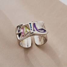 1个时尚金属字母皮带扣，可调节环扣，适合送礼和日常佩戴 - 彩色 - 查看 6