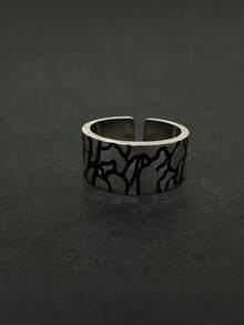 1枚极简裂纹设计男士戒指 - 銀色 - 查看 1