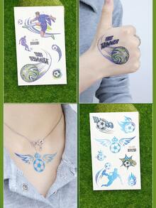 6pcs Glitter Football Temporary Tattoo Stickers, Suitable For Football Matches, Sports Events, Football Fan Tattoos - Multicolor - View 5