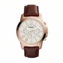 Fossil Men's Watch, Beige Case, Brown Leather Strap, White Dial With Roman Numerals, Chronograph Quartz Movement, Stylish Men's Watch For Everyday Wear, Perfect Gift (FS4991) - Apricot - View 1