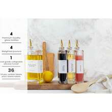 Olive Oil Dispenser Bottle For Kitchen, Automatic Pourer, Glass Dispenser For Kitchen, Olive Oil Cruet - Bộ 4 món - Vàng - Xem 5
