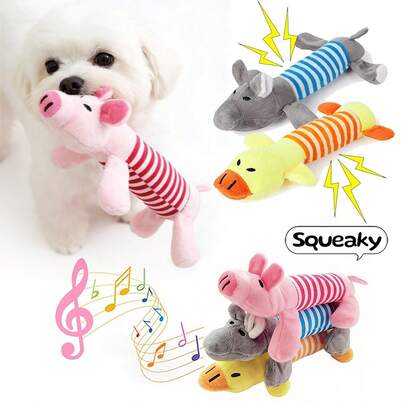 Muñeco de cerdo rosa esponjoso con chillido, con chip de sonido incorporado, juguete para masticar para perros pequeños para aliviar el aburrimiento, material de peluche suave que ayuda a limpiar los dientes y las encías, adecuado como regalo de cumpleaños para perros pequeños