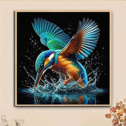 1件装DIY 5D钻石画套装，翠鸟图案，[30*30厘米/11.8*11.8英寸] [40*40厘米/15.7*15.7英寸]，适合成人初学者，DIY马赛克钻石画，全钻手工爱好，客厅、卧室、办公室墙面装饰，送给家人和朋友的惊喜礼物，无框