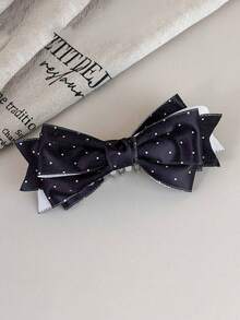 1pc Satin Polka Dot Bow Banana Hair Clip, Elegant Ponytail Holder, Versatile Hair Accessory For Women, Hairpin, Claw Clips - Multicolor - View 10