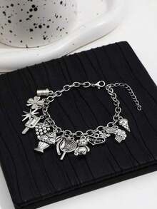 1pc Personalized Letter, Heart, Charm Bracelet Women Valentines DS3M - Antique Silver - 查看 7