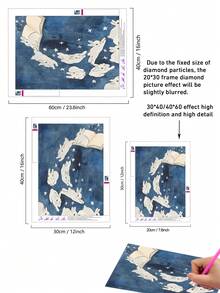 |5D DIY钻石画|星空下翻开书本的梦幻白兔DIY钻石画套装，可爱的白兔角色从米色打开的书本中跃然而出，深蓝色星空背景，营造出梦幻般的奇幻美感。手工装饰画，5D DIY刺绣马赛克艺术，打造属于你自己的DIY墙面艺术，享受动手乐趣，送给朋友的最佳礼物 - 無框 - 查看 4