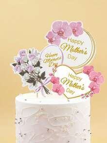 12 piezas Decoraciones para pastel del Día de la Madre "Mamá" en color rosa, decoración de fiesta del Día de la Madre para pastel - Multicolor - Ver 2