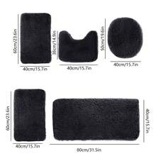 Bathroom Rug Mat Set 3/4/5 Piece, Mixed Color/Solid Color/Memory Foam Bath Mat Set, Non-Slip Ultra Soft Carpet Mats, Water Absorbent With U-Shaped Toilet For Bathroom, Tub, Shower, Thick Bathroom Mat, Machine Washable Bath Mat For Bathroom Floor - Black - View 10