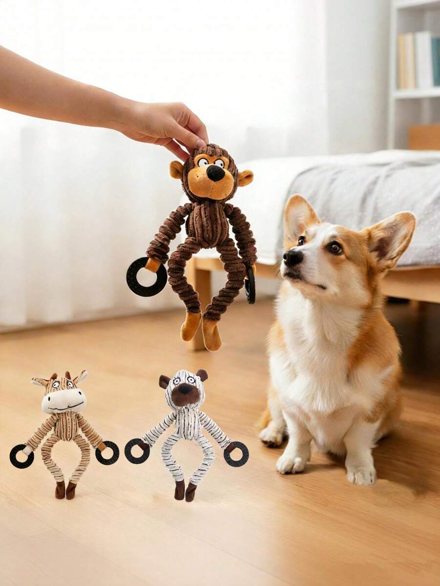 1个带声音的互动式狗狗磨牙玩具，用于清洁牙齿 - 彩色 - 查看 1