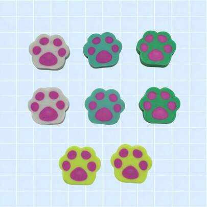 32pcs Paw Shaped Erasers Set, Suitable For Classroom, Party, Home, School Or Rewards