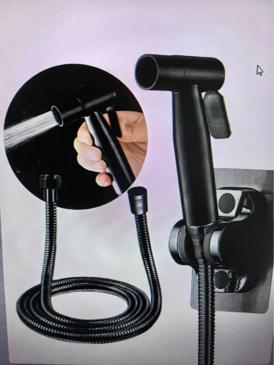 Bộ vòi xịt vệ sinh bằng thép không gỉ 304, đầu vòi sen xả bồn cầu có tăng áp, vòi rửa mông. - màu đen - Xem 1