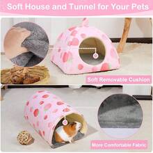 Tempat Tidur Terowongan Hewan Peliharaan Lembut & Nyaman Sepanjang Musim, Motif Stroberi, Cocok Untuk Hewan Peliharaan Kecil Seperti Hamster, Guinea Pig, Landak, Kelinci, Hangat & Bernapas, Pola Stroberi Lucu, Bagian Bawah Anti Selip, Dapat Dicuci, Alas Hewan Peliharaan Dalam Ruangan - View 8