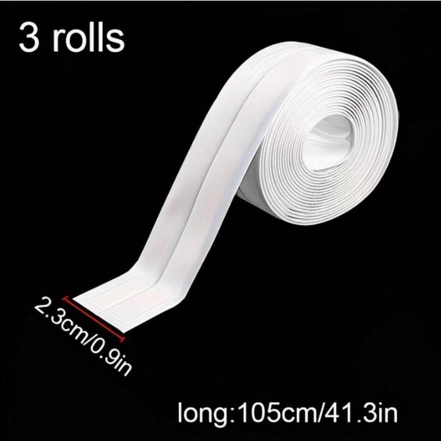 3pcs Of Self-Adhesive Waterproof Kitchen And Bathroom Tape, Super Strong Adhesion, Waterproof, Leak-Proof, And Dustproof. Easy To Cut Without Tools, Long-Lasting Seal, Flexible . Suitable For Sinks, Toilets