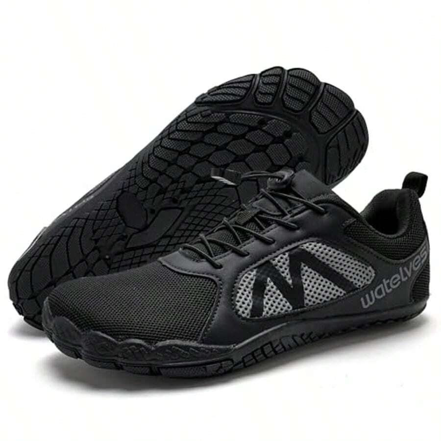 Barefoot Water Shoes For Women Men Wide Toe Quick-Dry Lightweight Mesh Breathable Aqua Shoes For Beach Swim Yoga Exercise Surf Pool Boat - 黑色 - 查看 1