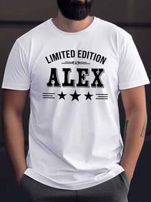 Camiseta Gráfica Alex de Edición Limitada, Camiseta Casual de Manga Corta para Hombre para Uso en Verano - Blanco - Ver 1