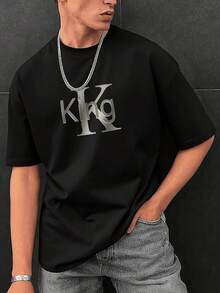 GRDR Men's Fashionable Printed Loose Short Sleeve T-Shirt | Exquisite Design | Summer Essential | Easy To Match, Showcasing Your Style - Black - View 2