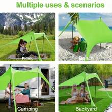 海滨沙滩遮阳篷沙滩帐篷遮阳棚旋转棚户外公园海滨钓鱼露营棚 - Green - 查看 7