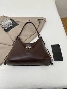 Nueva bolsa de tote de gran capacidad de moda, bolso de hombro casual de estilo coreano para mujeres - Café - Ver 4