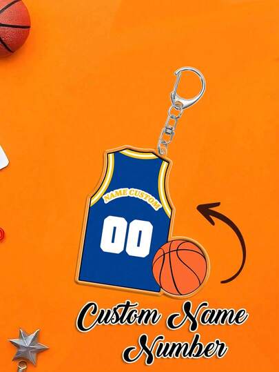 Spersonalizowany brelok do kluczy z motywem koszulki do koszykówki/piłki nożnej/meczu piłkarskiego, spersonalizowane imię i numer, akrylowy brelok z miniaturową piłką, idealny prezent dla fanów sportu, spersonalizowany brelok, spersonalizowany prezent, brelok sportowy, koszulka do koszykówki, koszulka piłkarska, akrylowy brelok, prezent drużynowy, gadżet dla kibica, prezent dla niego/niej, prezent urodzinowy.