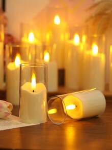 1pc Wave Bullet Wick E-Candle – Battery-Powered, Elegant Flickering Light, Home Decor Wedding Decor Room Decor For Home, Weddings, Parties & More, Mother's Day Atmosphere Light, Creates A Cozy Glow! Night Light Led Light - Warm Light - View 2