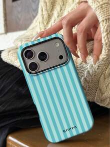 1pc Mint Green Striped Pattern Phone 17 Pro Max Case, Suitable For Phone 16 Pro Max, 15 Pro Max, 14 Pro Max, Korean Stylish And Interesting Phone Case, Compatible With 11/12/13/14/15/16 Pro Max Plus, Elegant Design For Both Men And Women, Ideal Gift For Christmas, Valentine's Day, Easter, Wedding Season And Birthday For Girlfriend - Multicolor - View 6