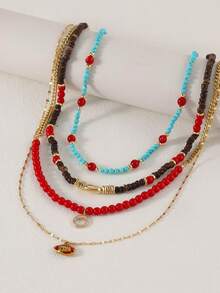 4 chiếc vòng cổ nữ kiểu Bohemian mới, hình vỏ dừa xếp chồng không đều, thích hợp cho kỳ nghỉ. - Nhiều màu - Xem 9