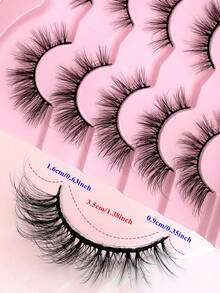 ENCHUW 5对柔软纤长浓密假睫毛，打造戏剧性蓬松效果，纤细交叉睫毛，美睫嫁接假睫毛 - 黑色 - 查看 2