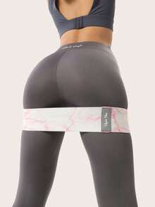 1pc Pink Marble Resistance Band For Daily Fitness - Multicolor - View 1