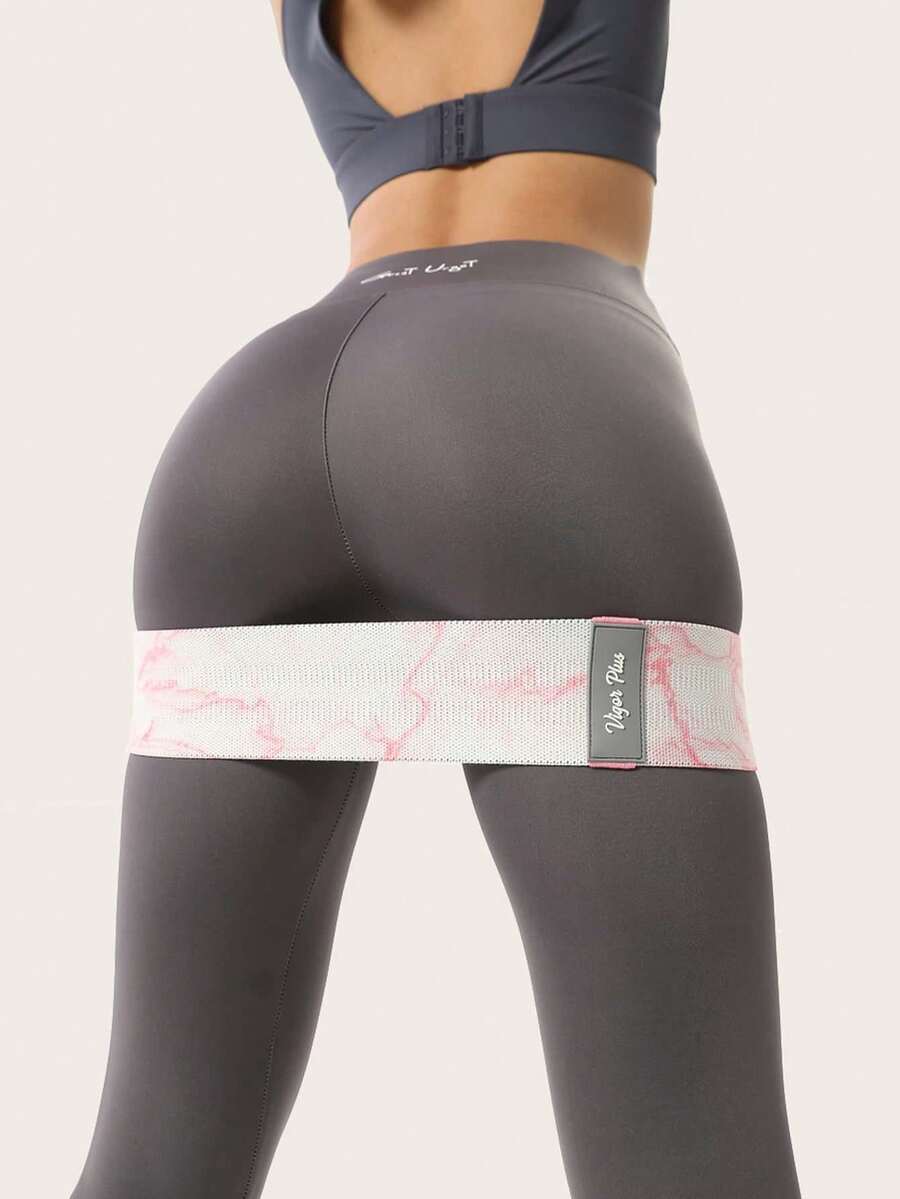 1pc Pink Marble Resistance Band For Daily Fitness - Multicolor - View 1