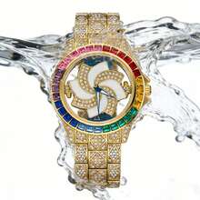1pc Men's Diamond-Encrusted Watch, Business Quartz Chronograph Watch, Rotating Diamond Dial, Waterproof, Suitable For Party And Daily Wear, Birthday Gift - one-size - View 11