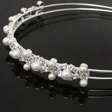 1pc Women's Pearl & Crystal Headpiece, Sparkling Bridal Guest Headpiece With Welded Claw Chain Design, Suitable For Wedding Ceremonies And Special Occasions - Silver - View 4